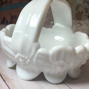 Vintage milk glass basket
